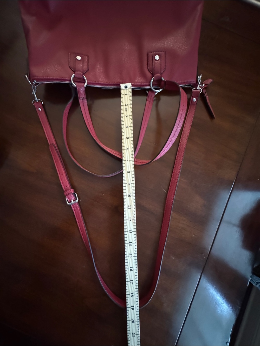 Dana Buchman Y2K Red Pebbled Tote Bag Large Zip Work Satchel Crossbody - Picture 11 of 11